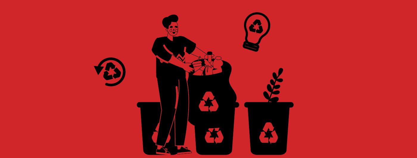 A person recycling material