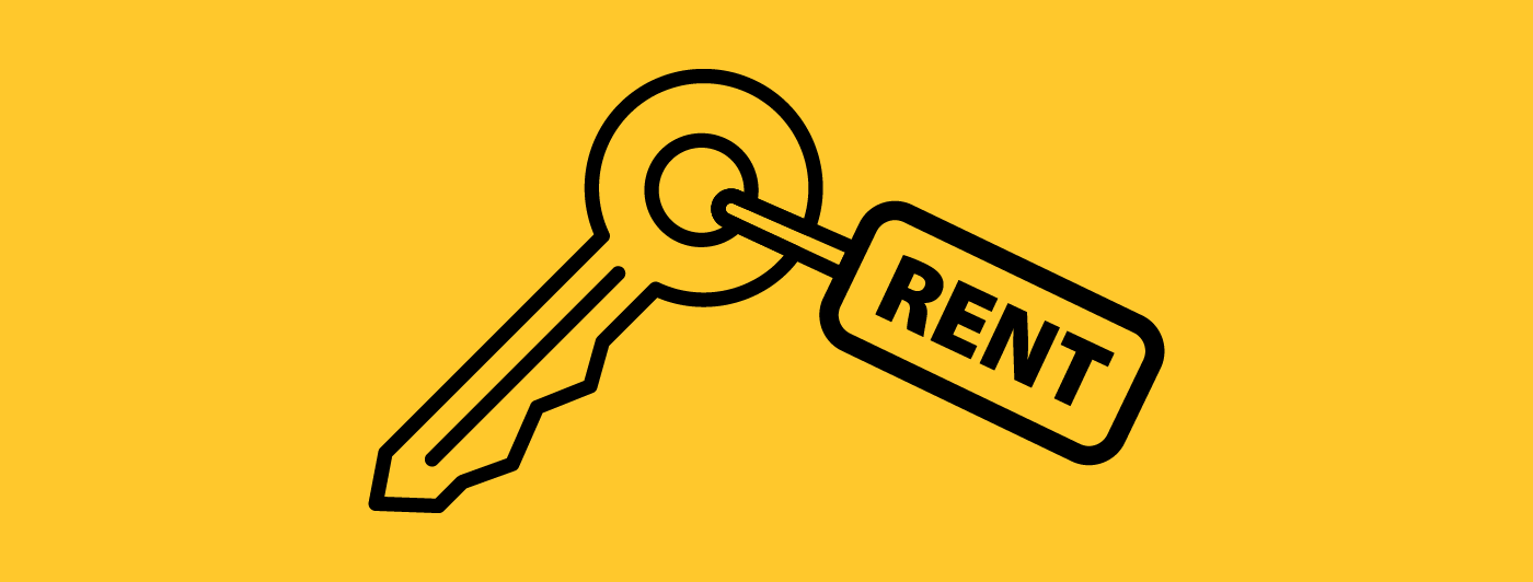Keys with tag that says "rent" on it