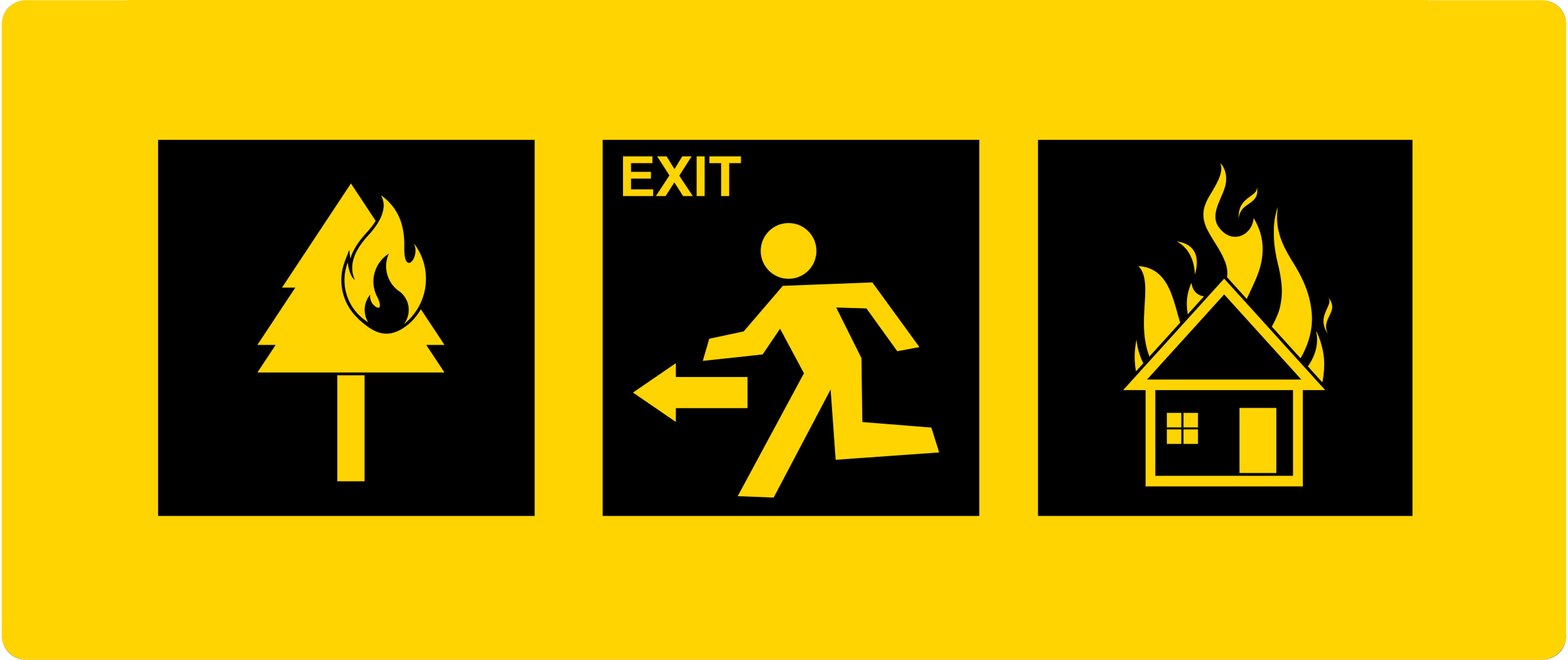 black-drawing-yellow-background-fire-evacuation-tips