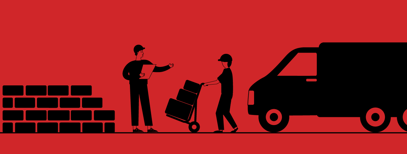 Outline of a person delivering materials to a construction site