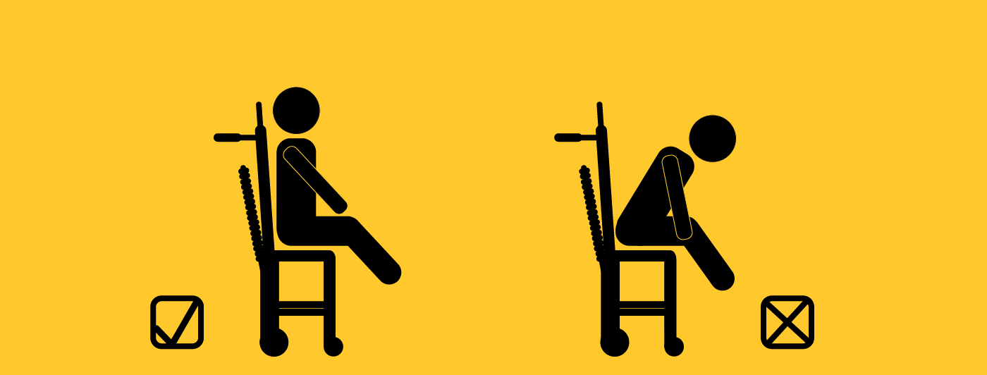 A comparison of a person sitting on a stairlift correctly and incorrectly