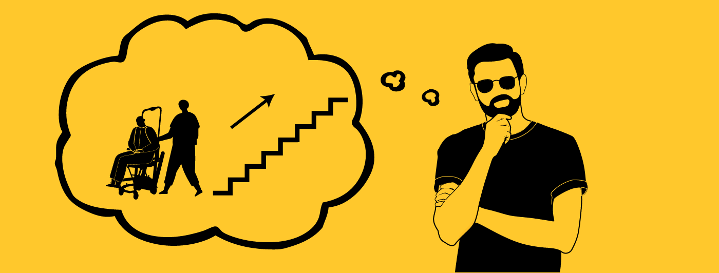 A person wondering if stair chairs can go up the stairs