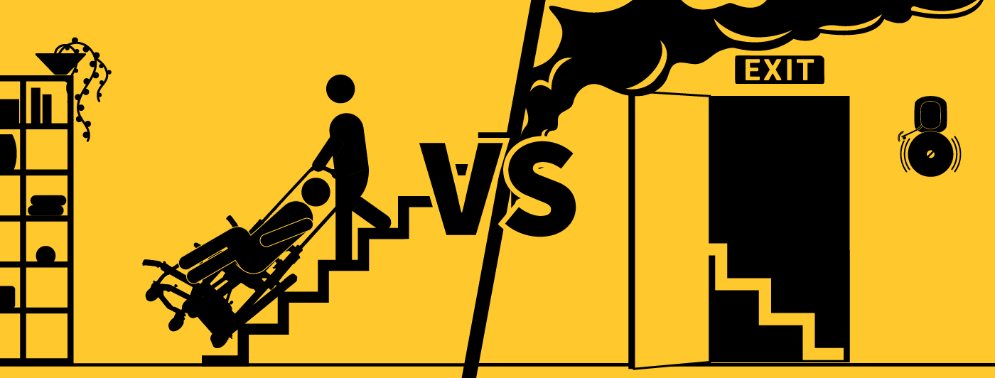 A comparison image of Mobile Stairlift and Mobile Stair Chairs