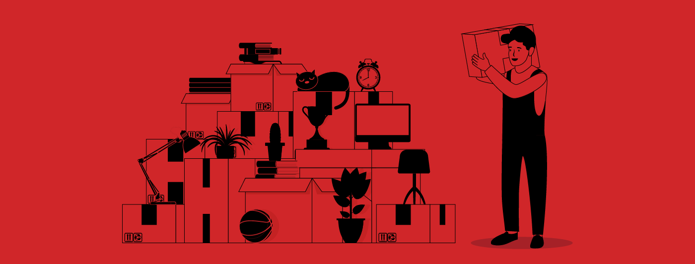 A person moving boxes